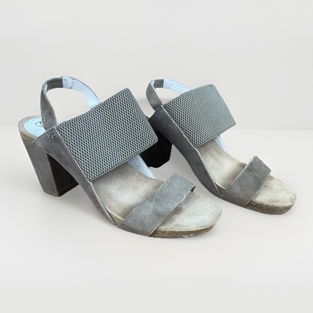 Sudini Womens Size 6 Taupe Wedge Heels Sandals Slide On Suede Feel